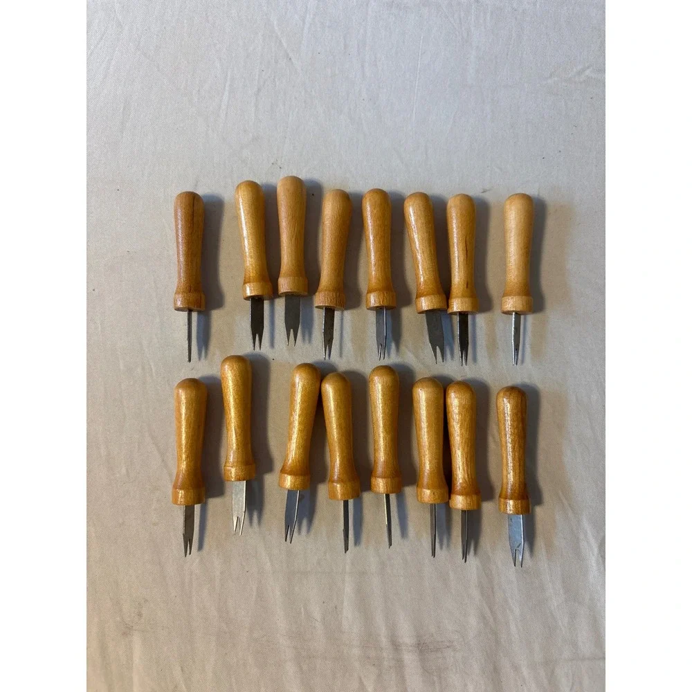 Unbranded Corn On The Cob‎ Holders Unisex OS Brown  Wood Handle 16pc Set Vintage